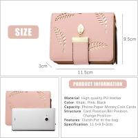 Monedero para mujer, monedero pequeño de cuero plegable para mujer con tarjetero para tarjeta de crédito, identificación y efectivo (rosa) - details 1