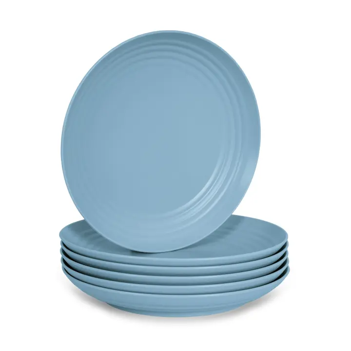 Plastic Forte - Juego de 6 Platos Classic Llanos 22 cm Reutilizables. Ideal Fiestas. Azul - 1