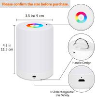 Luz de noche LED, lámpara de mesa de noche inteligente, control táctil regulable USB recargable, portátil, para niños, dormitorio, camping - details 3