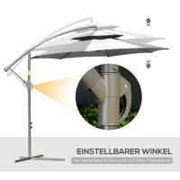 Parasol Voladizo Ø 2,67x2,45 m Parasol Doble Base Cruzada Maple Protección Solar Exterior Poliéster Acero Gris Claro - details 2