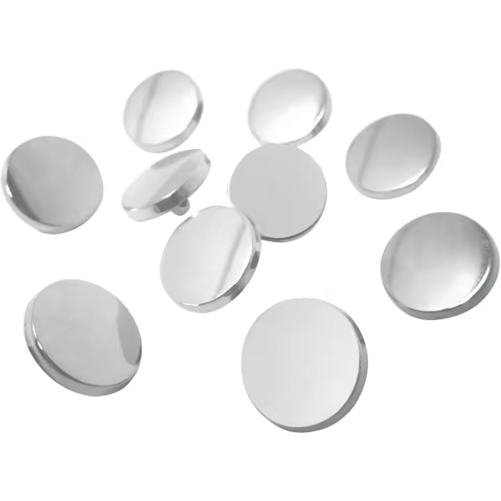 50 botones planos redondos de metal para abrigos, chaquetas, camisas, pantalones, para coser y manualidades (15 mm) - 1