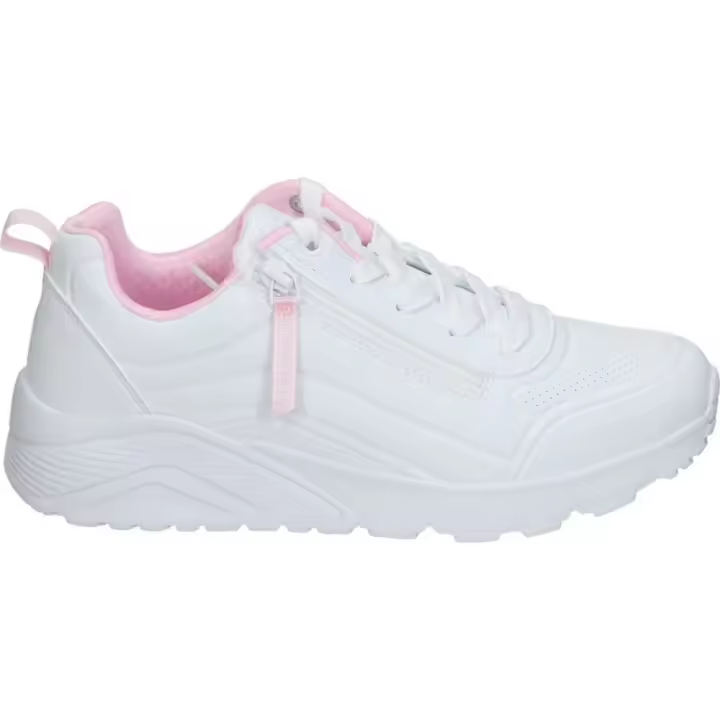SKECHERS | Deportivas Skechers Uno Lite Easy Zip para Niña – Zapatillas en Color Blanco con Detalles Rosas – Sneakers con Cordones y Cremallera – Casual – Cómodas y Versátiles – Modelo 310387L-WHT - 1
