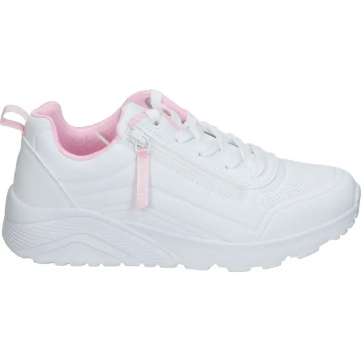 SKECHERS | Deportivas Skechers Uno Lite Easy Zip para Niña Blancas y Rosas con Cordones y Cremallera – Modelo 310387L-WHT - 1
