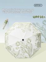 Parasol Plegable Para Mujer Con Protección UV UPF50+ Y Estampado De Flores Sombrilla De Lluvia Y Sol Con Recubrimiento De Vinilo Protección Solar Para Adultos - details 0