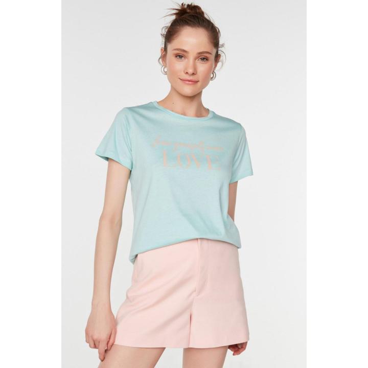 Trendyol Camiseta Tejida básica de Cuello Redondo estándar