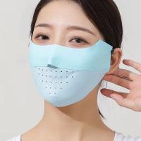 Máscara Facial De Seda Hielo Para Mujer Protección Solar Alta Calidad Color Sólido Transpirable Para Ciclismo Caza Correr Y Deportes Al Aire Libre - details 22