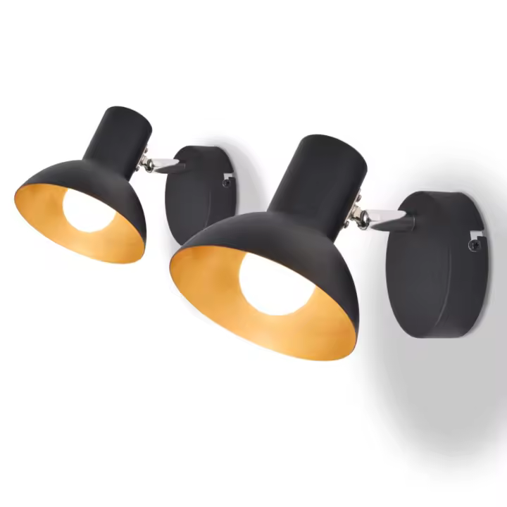 vidaXL Lámparas de pared para 2 bombillas E27 negra dorada 2 unidades - 1