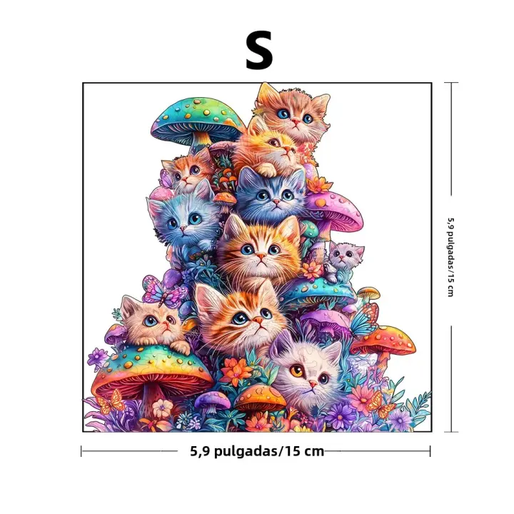 Rompecabezas De Madera Para Adultos Con Patrón De Hongo Gato Y Animal Forma Irregular Única Regalo Para Enthusiasts Y Amigos - 1