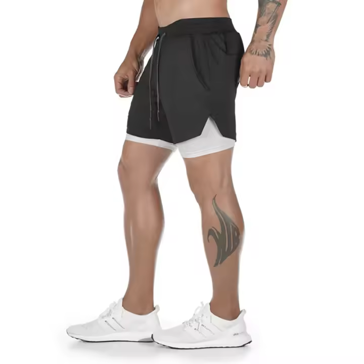 Shorts De Correr Camuflaje Para Hombre Pantalones Deportivos De Entrenamiento 2-en-1 Secado Rápido Para Verano Fitness Y Jogging - 1