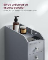 Armario de baño estrecho gris paloma con portarrollos y cajones, solución de almacenamiento vertical para espacios pequeños - details 3