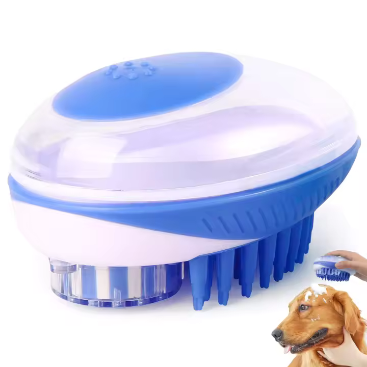 Verde 2 en 1 Cepillo de Baño para Perros Masajeador de Silicona Dispensador de Champú Pelo Largo - 1