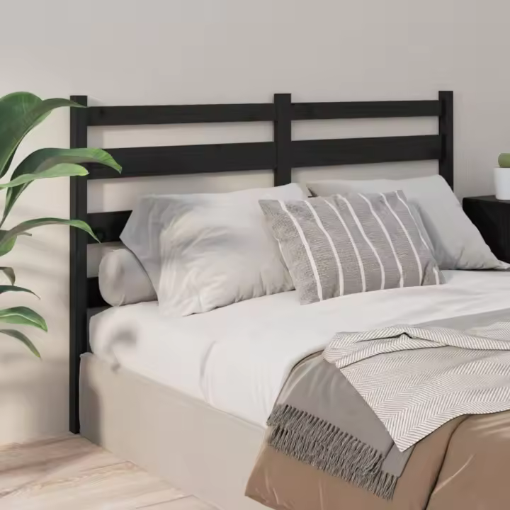 Cabecero de cama madera maciza de pino negro 206x4x100 cm - 1