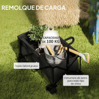 Outsunny Carro Playa Ruedas Grandes Carro de Jardín Plegable con Mango Ajustable Puerta Trasera Expandible Carga 100 kg Carrito Transporte para Todo Terreno Jardín Campaña Compra Negro - details 3