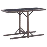 vidaXL Mesa de jardín de vidrio y ratán sintético 110x53x72 cm en color Beige/Negro y marrón/Marrón y más | estructura resistente ideal para salón dormitorio o estudio - details 2