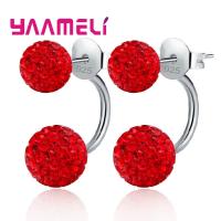 Pendientes De Estilo Disco Con Cristales CZ Austriacos En Plata De Ley 925 Para Mujer 11 Colores Disponibles Joyería De Tendencia - details 5