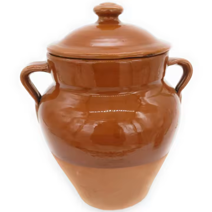 Tinaja artesanal de barro para aceitunas con tapa 3 l. 25 cm. - 1
