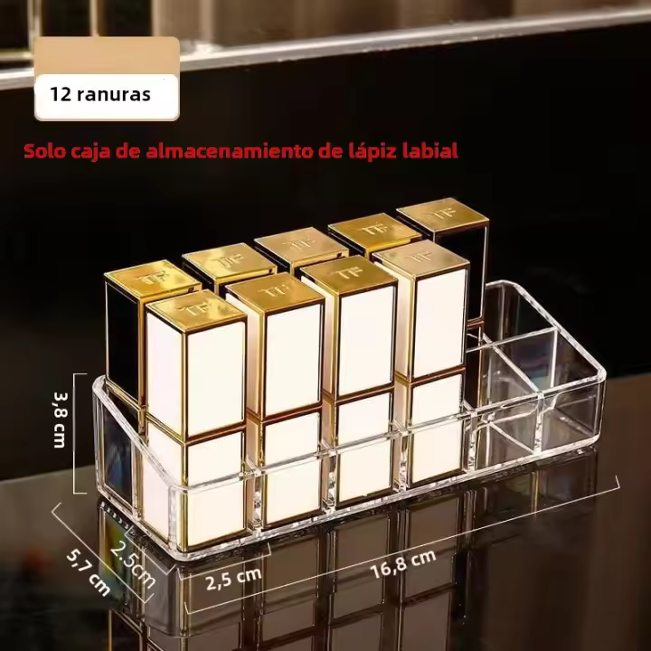 Organizador De Labiales En Acrílico Forma De Pez Con 12/16/28 Slots Estuche De Exhibición Y Almacenamiento Para Maquillaje Y Cosméticos - 1