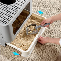 Aqrau Inodoro WC Para Gatos, con puerta frontal, Bandeja de arena con Pala, Facilitar la Limpieza - details 6