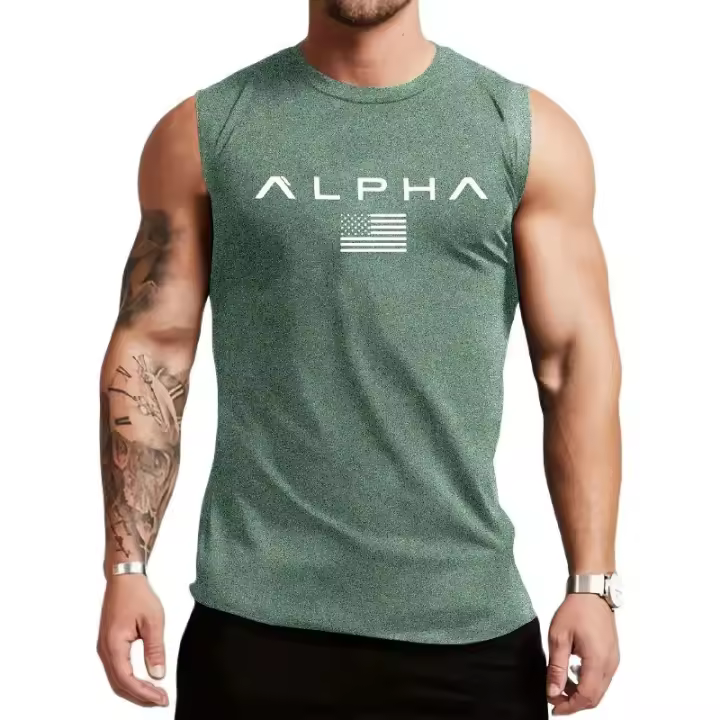 Chaleco Casual Para Hombres Con Estampado De Bandera Americana 2025 Vestido De Cintura Alta Elástico Pezón Redondo Ideal Para Gimnasio - 1