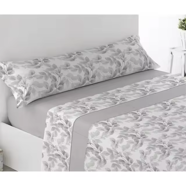 Juego de sábanas ligero, suave, fresco. Gris, Juego de Cama 100% Microfibra tacto Satén. Cama de 135 y 150. Primavera, Verano. Dormitorio Elegante, Alegre, Colorido,Luz. - 1