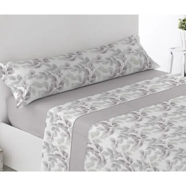 Juego de sábanas ligero, suave, fresco. Gris, Juego de Cama 100% Microfibra tacto Satén. Cama de 135 y 150. Primavera, Verano. Dormitorio Elegante, Alegre, Colorido,Luz. - 1