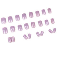 Kit De Uñas Postizas De Presión Para Mujeres Y Niñas 24 Piezas Juego De Uñas Postizas Cortas Cuadradas Con Diseño De Flores Geométricas Y Brillo Moda Oficina - details 70