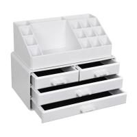 Organizador de maquillaje de acrílico blanco, con 4 cajones, para baño o dormitorio, ideal para pintalabios, joyas y esmalte de uñas - details 0