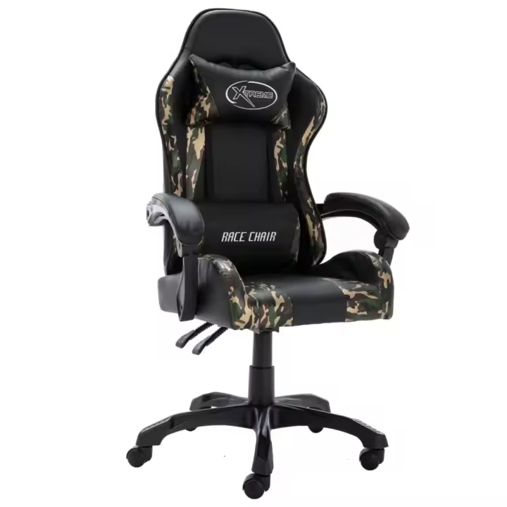 vidaXL Silla gaming cuero sintético negro y camuflaje en modelo Con reposapiés/Sin reposapiés | cómodas modernas ergonómicas para comedor cocina salón hogar - 1