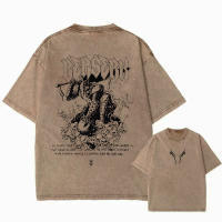 Camiseta Vintage Lavada Para Hombre Estilo Harajuku Con Impresión De Anime Casual Verano Talla Grande Suelta Camiseta - details 1