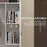 HOMCOM Armario Multiusos Armario Escobero con 2 Puertas Compartimiento Abierto y Estante Ajustable para Salón Lavadero 70x35x188 cm Blanco - details 4