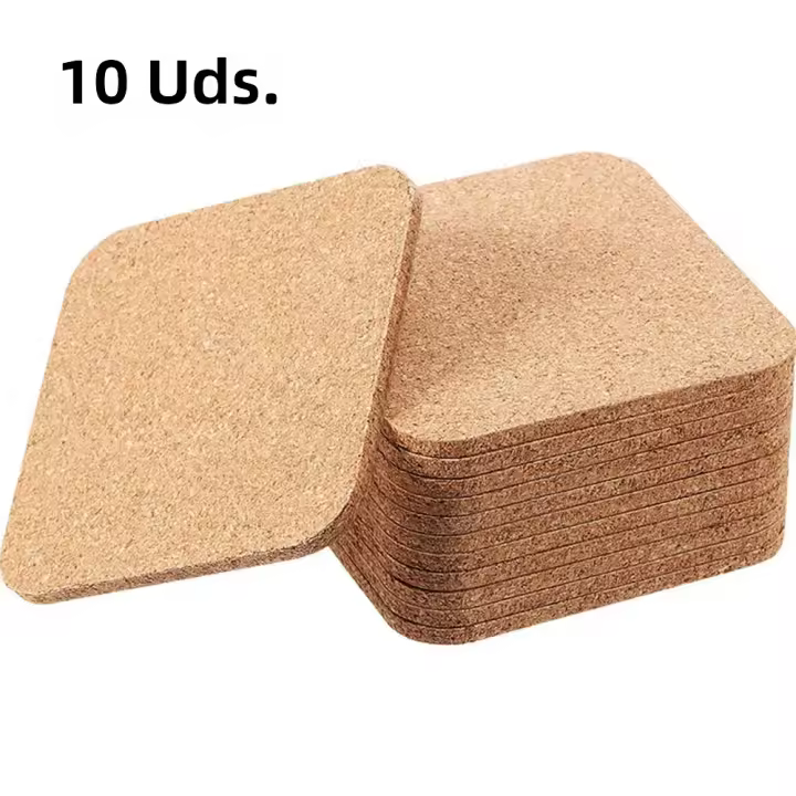 Tappetes De Corcho Redondos Y Cuadrados Para Vino Té Y Café Eco-amigables De 9-10cm Para El Hogar La Oficina Y La Cocina - 1