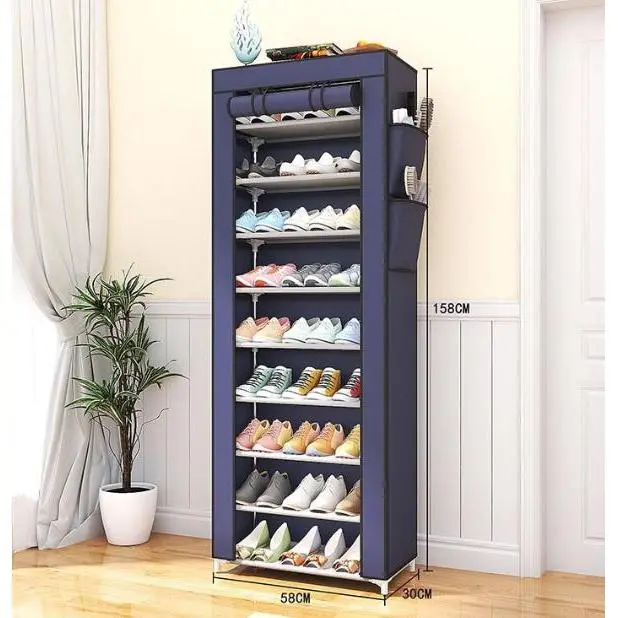 Fabric shoe cabinet with doors 160x30x60 cm - holds 27 pairs of shoes - 1