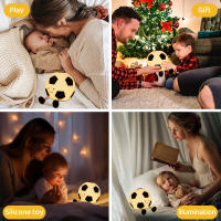 Lámpara Nocturna De Silicona De Fútbol Recargable Con 3 Niveles De Iluminación Dimmable Para Decoración De Habitaciones Luz De Noche Para Dormitorio Con Botón De Encendido Y Apagado - details 5