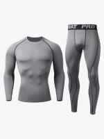 Conjunto De Entrenamiento Para Hombre 2 Piezas Compresión Respirable Térmica Conjunto De Correr Baloncesto Camiseta Y Pantalones - details 0