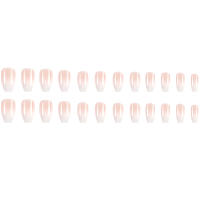 24pcs/set Uñas Postizas Cortas En Gradient Nude Rosa Jalea Brillante Estilo Cuadrado Ballet Frances Reutilizables Press on Falsas Uñas - details 30