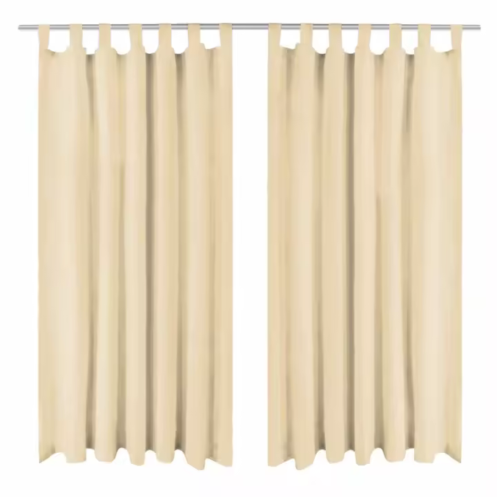 vidaXL Cortinas de micro-raso con bucles 2 unidades 140x225 cm beis - 1