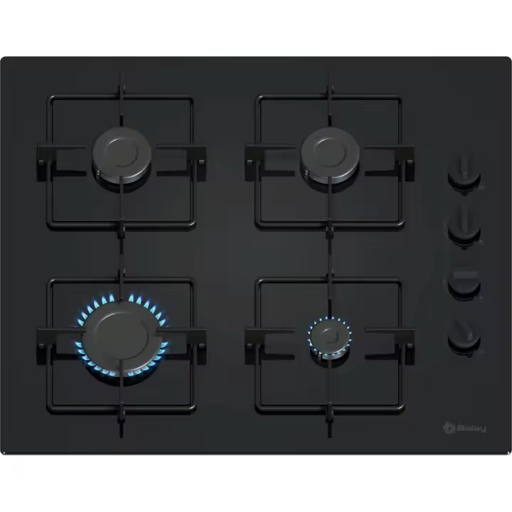 Placa a Gas 60cm BALAY 3ETG464SB  | 4 Zonas, Natural, Negro, Superficie Cristal templado, Encimera, Parrillas esmaltadas, Autoencendido, Mandos derecha, 1,75W - 1