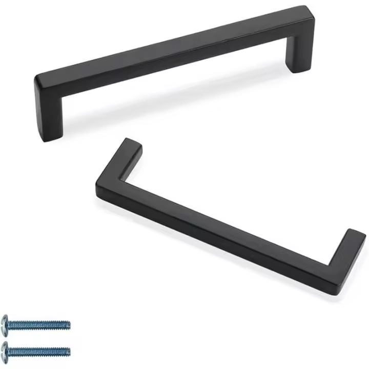 Juego de 10 tiradores para muebles de acero inoxidable, tiradores para puertas de armario de 128 mm, con tornillos, color negro - 1