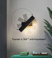 SOMY Lámpara de pared LED, lámpara de pared moderna y sencilla, iluminación interior giratoria de 360 °, LED de aluminio acrílico, dormitorio de hotel, mesita de noche, pasillo, luces de lectura, 7 W, blanco cálido (3000 K, blanco) Lámpara de pared LED - details 1