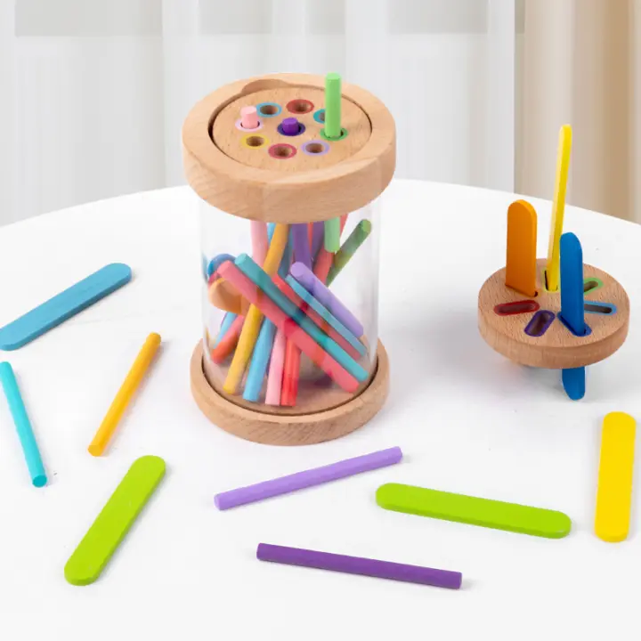 Juego De Colores 2 En 1 Con Copas De Acrílico Transparentes Y Tapa Juguetes Educativos Para Niños De 3-6 Años - 1
