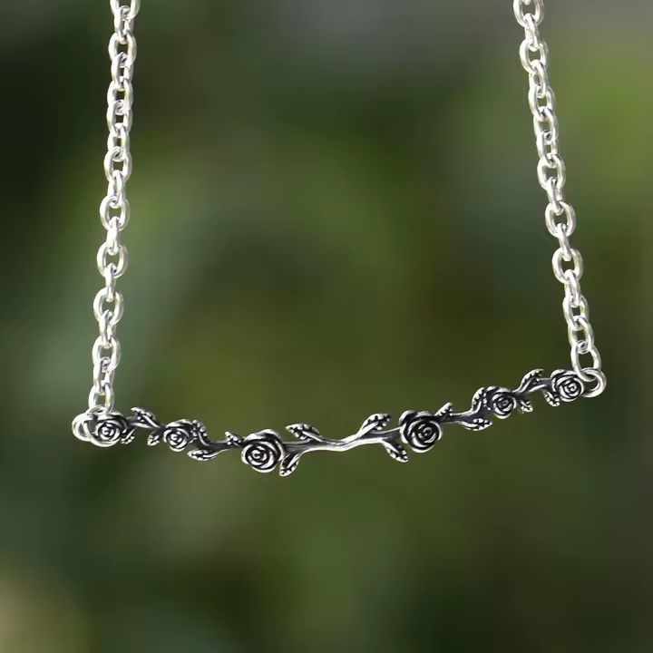 Collar De Moda Para Hombres Con Colgante De Rosas Pulido Vintage En Acero Inoxidable 316L Joyería Para Adolescentes Regalo - 1