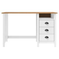 vidaXL Escritorio Hill con 3 cajones madera de pino 120x50x74 cm Blanco y marrón - details 1