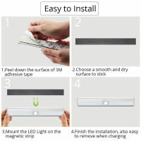 Luz Nocturna LED Sin Cable Con Sensor De Movimiento Para Armario Cocina Pasillo Dormitorio Luz Inteligente Recargable USB - details 11