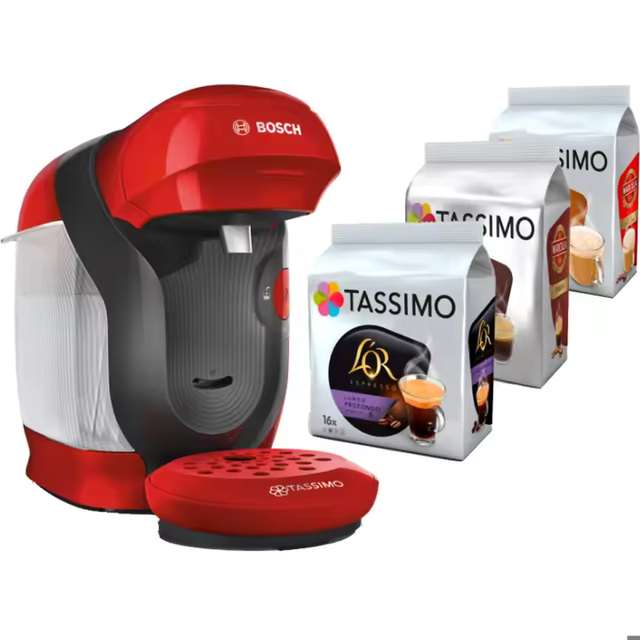 Cafetera de cápsulas Bosch Tassimo Style TAS1103 3.3 bar, 0,7 l, 1.400 W, Intellibrew, 3 pack T DISC Paquetes cápsulas de regalo - 1
