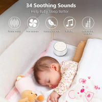 Máquina De Ruido Blanca Para Dormir Con 7 Colores Luz Nocturna 34 Sonidos Soothing Y Timer Para Bebé De 0 a 24 Meses - details 2
