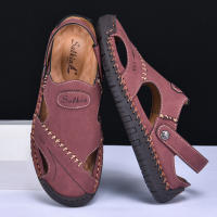 Sandalias De Verano Hechas a Mano Para Hombre Zapatos De Cuero Transpirables Antideslizantes Para Playa Y Exteriores Moda Casual Talla Verdadera - details 14