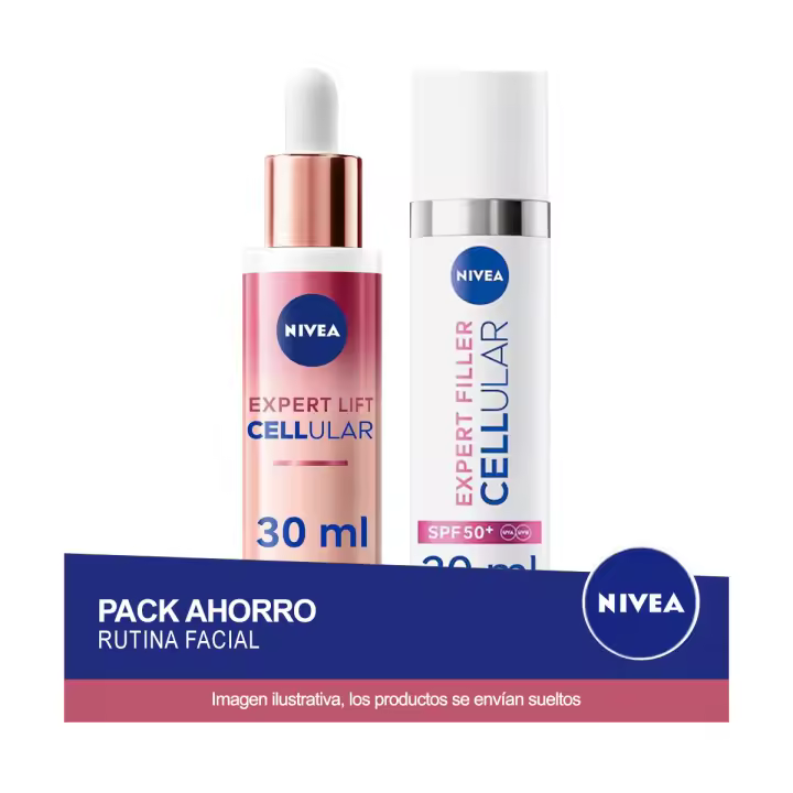 NIVEA CELLULAR Rutina Pack Ahorro - Contiene Serum Backuchiol 30ml + Fluido UV Diario SPF50 30ml - 1