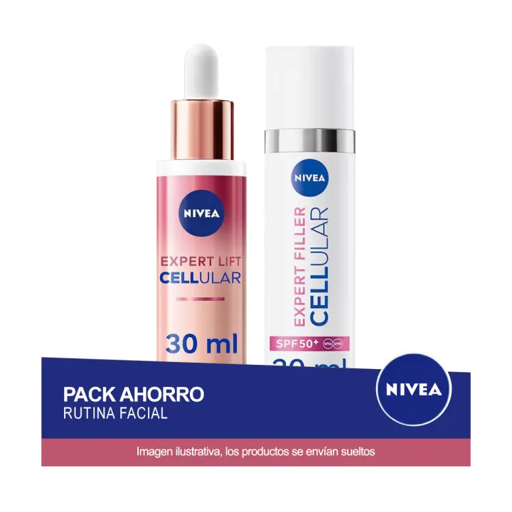 NIVEA CELLULAR Rutina Pack Ahorro - Contiene Serum Backuchiol 30ml + Fluido UV Diario SPF50 30ml - 1
