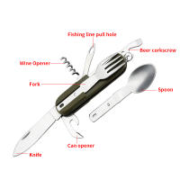 Cuchutlería De Acero Inoxidable Para Camping Cuchillo Plato Cuchara Plegables Portátiles Utensilios De Cocina Para Exteriores - details 2