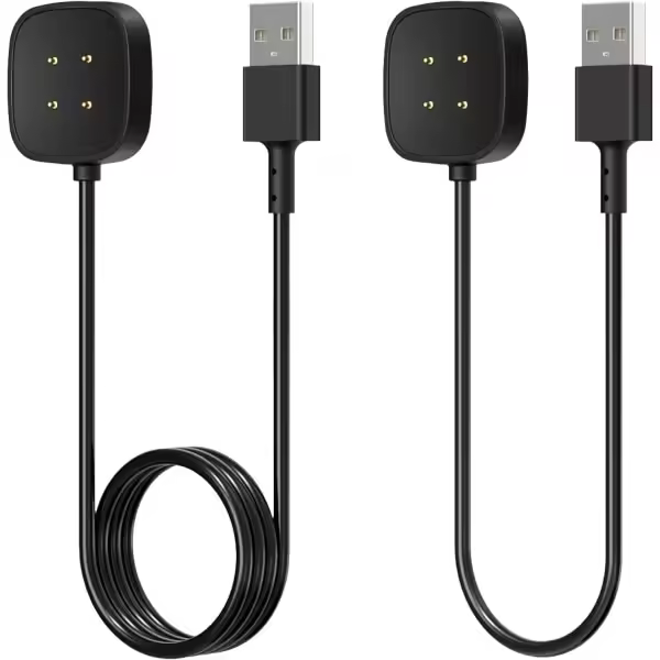 Paquete de 2 cables de carga compatibles con los relojes inteligentes Fitbit Sense/Sense 2 y Versa 4/Versa 3 (1 m/30 cm) - 1